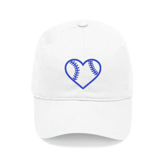 Heart Baseball White Cap #M190VL-WHT-AQHRTBB