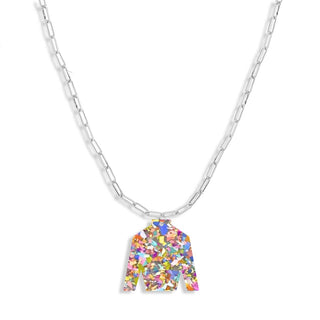 Multi Glitter Jockey Rhonda Necklace #ACN-215SV-JOCKEY-MLTGLT