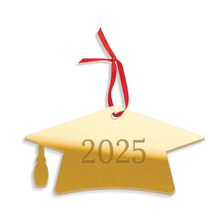 Mirrored Gold 2025 Grad Cap Graduate Ornament #ACOR-GRADCAP25-MRGD