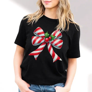 Candy Cane Bow Black T-Shirt 9 pc Set #PACK-BLK-CCBOW