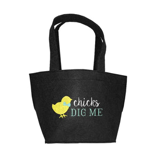 Chicks Dig Me Felt Easter Tote #M959VL-BLK-DCHICK