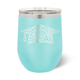 Leopard Grad Cap Tumbler #TWB12-LPRDGRAD-TEAL