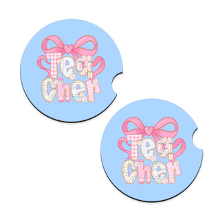 Teacher Bow Car Coaster 2 pc Set #SPACK-CC132-TEACHBOW