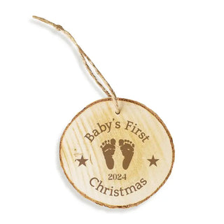 2026 Baby’s First Christmas Wood Ornament - 4 PC SET #LOR-S4W-BABY26 - Ornament