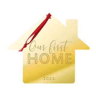 2026 Gold Mirror Acrylic First Home Christmas Personalized Ornament Housewarming #ACOR-PERS-HOME23-MRGD - Ornament