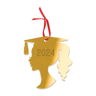 2026 Mirrored Gold Girl Graduate Personalized Ornament #ACOR-PERS-FGRAD26-MRGD - Ornament