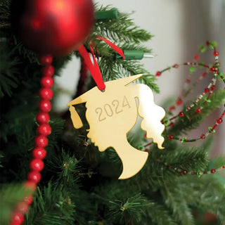 2026 Mirrored Gold Girl Graduate Personalized Ornament #ACOR-PERS-FGRAD26-MRGD - Ornament