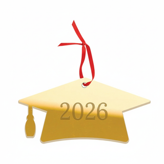 2026 Mirrored Gold Grad Cap Graduate Personalized Ornament #ACOR-PERS-GRADCAP26-MRGD - Ornament