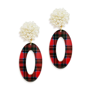 Tartan Plaid Oval Earrings #ACE-491PRL-OV-TPLAID