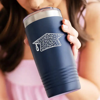 Leopard Grad Cap Tumbler #TWB12-LPRDGRAD-TEAL