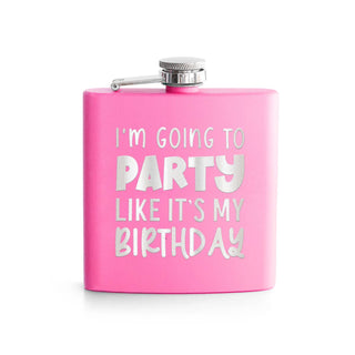 I'm Going to Party Pink 6oz Flask #TWBF6-BIRTH-PK