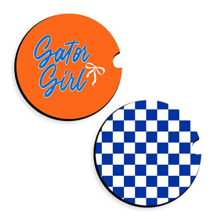 Florida Gator Girl Car Coaster 2 pc Set #SPACK-CC132-GGIRL
