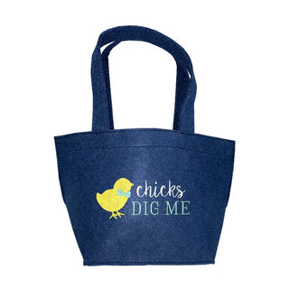 Chicks Dig Me Felt Easter Tote #M959VL-BLK-DCHICK