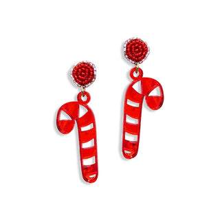 Candy Cane Earrings #ACE-0366-CCANE-RDMR