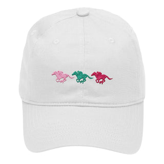 3 Horses Embroidered Baseball Cap Equestrian Riding Hat for Women #M190-HORSE3 - White - Baseball Cap - Women’s