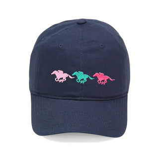 3 Horses Embroidered Baseball Cap Equestrian Riding Hat for Women #M190-HORSE3 - Navy - Baseball Cap - Women’s