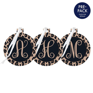 Leopard Round Ornament Single Initial 28 pc Set #PACK-SO-RD-LPRD-SI