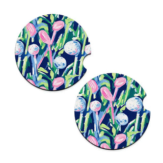 Golf Girl Car Coaster 2 pc Set #SPACK-CC132-GG