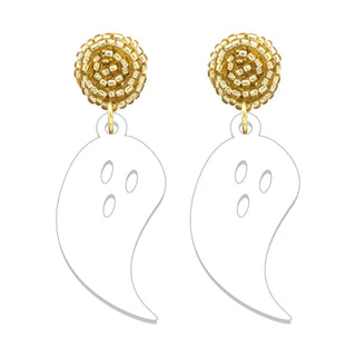 White Ghost Acrylic Earrings #ACE-490GD-GHOST-WHT