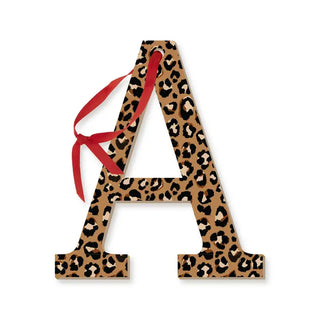 4.5’’ Tall Initial Christmas Ornaments - 5 Colors #ACOR - Leopard / A - Ornament