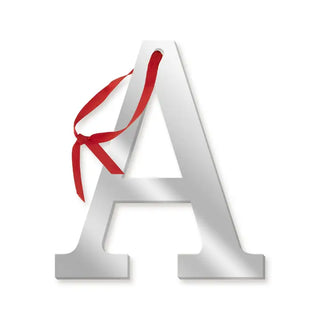 4.5’’ Tall Initial Christmas Ornaments - 5 Colors #ACOR - Silver / A - Ornament