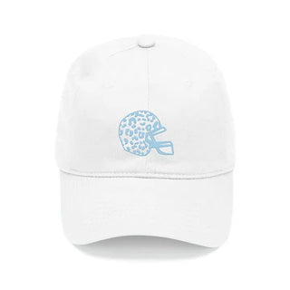 White Cap with Light Blue Leopard Helmet #M190VL-WHT-LHLBLU