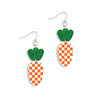 Orange Check Carrot Earrings #ACE-300SV-CARR-GGOCHK