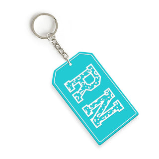 Teal & White Leopard RN Nurse Tag Keychain #ACK-LPRDRN-TEALWHT