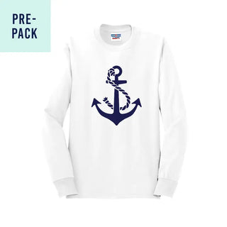 Navy Anchor White Long Sleeve 9 pc Set #PACK-LSWHT-NYANCH