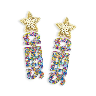 Multi Glitter Cheers Earrings #ACE-896STR-CHEER-MLTGLT