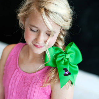 Witch Hat Green Kids' Hair Bow #M5000VL-GRN-WHAT