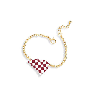 Garnet & White Check South Carolina Bracelet #ACB-ABG-SC-GARWCHK