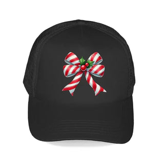 Candy Cane Bow Trucker Hat #L197-SMCCBOW