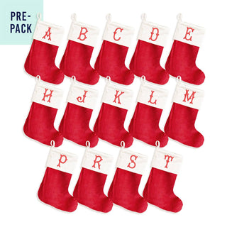 Single Initial Velvet Stocking 14 pc Set #PACK-903RED-BAM