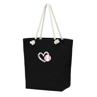 Heart Baseball Black Castaway Tote #M734VL-BLK-HRTBB