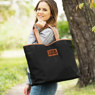 Fur Mama Black Nylon Ally Tote #L731-BLK-P102-FURM