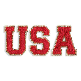 USA Red Varsity Letter Patches #PPACK-USA