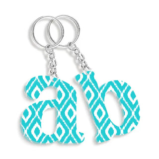 Aqua Ikat Single Initial Keychain 14 pc Set #LPACK-ACK-IKAT-SI