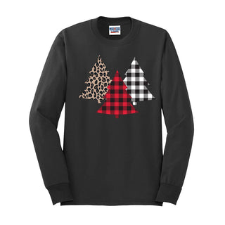 Christmas Tree Trio Black Long Sleeve Shirt #HPLS-BLKLG-TREE