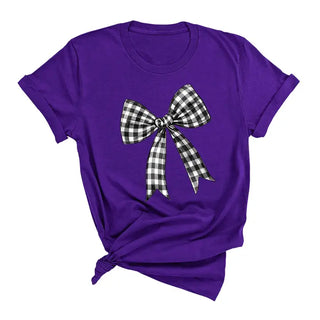 Black Check Bow T-Shirt #HPTS-GARLG-BLKBOW