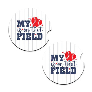 My Heart is on That Field Car Coaster 2 pc Set #SPACK-CC132-HRTFIELD