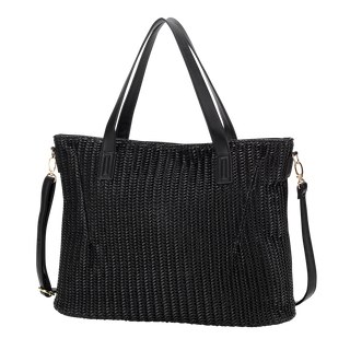 Crossbody Set - Black Textured Purse w/Aqua Stripe Strap #PACK-851TBLK-109AQDOT