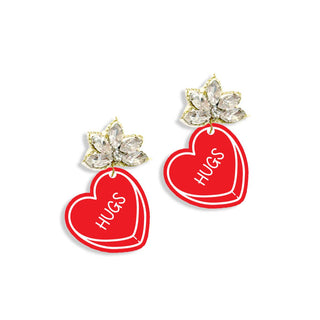 Hugs Heart Candy Earrings #ACE-489CRY-HUGS-REDWHT