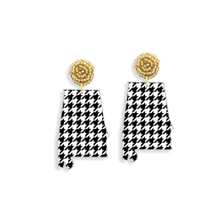 Houndstooth Alabama Earrings #ACE-490GD-AL-HOUNDS