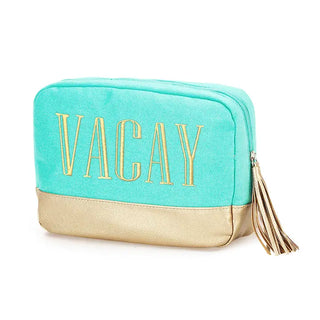 Gold Vacay Cabana Cosmetic Bag #M235VL-MINT-VACAY