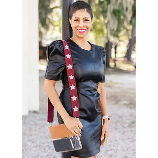 Garnet Star Beaded Crossbody Strap #MNA107VL-GAR