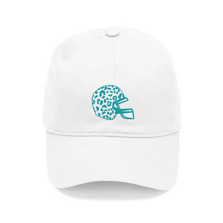 White Cap with Teal Leopard Helmet #M190VL-WHT-LHTEAL