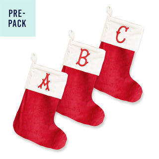 Single Initial Velvet Stocking 14 pc Set #PACK-903RED-BAM