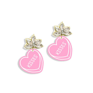 Kisses Heart Candy Earrings #ACE-489CRY-KISS-LTPKWHT