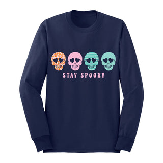 Skull Stay Spooky Long Sleeve Shirt #HPLS-BLKSM-STSP23